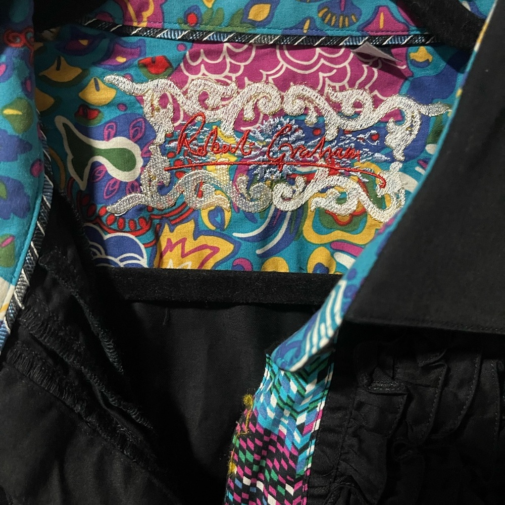 Robert Graham Black Shirt with Colorful Trim - Picture 4 of 7